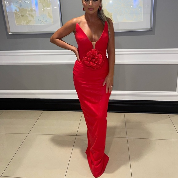 Albina Dyla Red Corset Dress - Picture 1 of 4